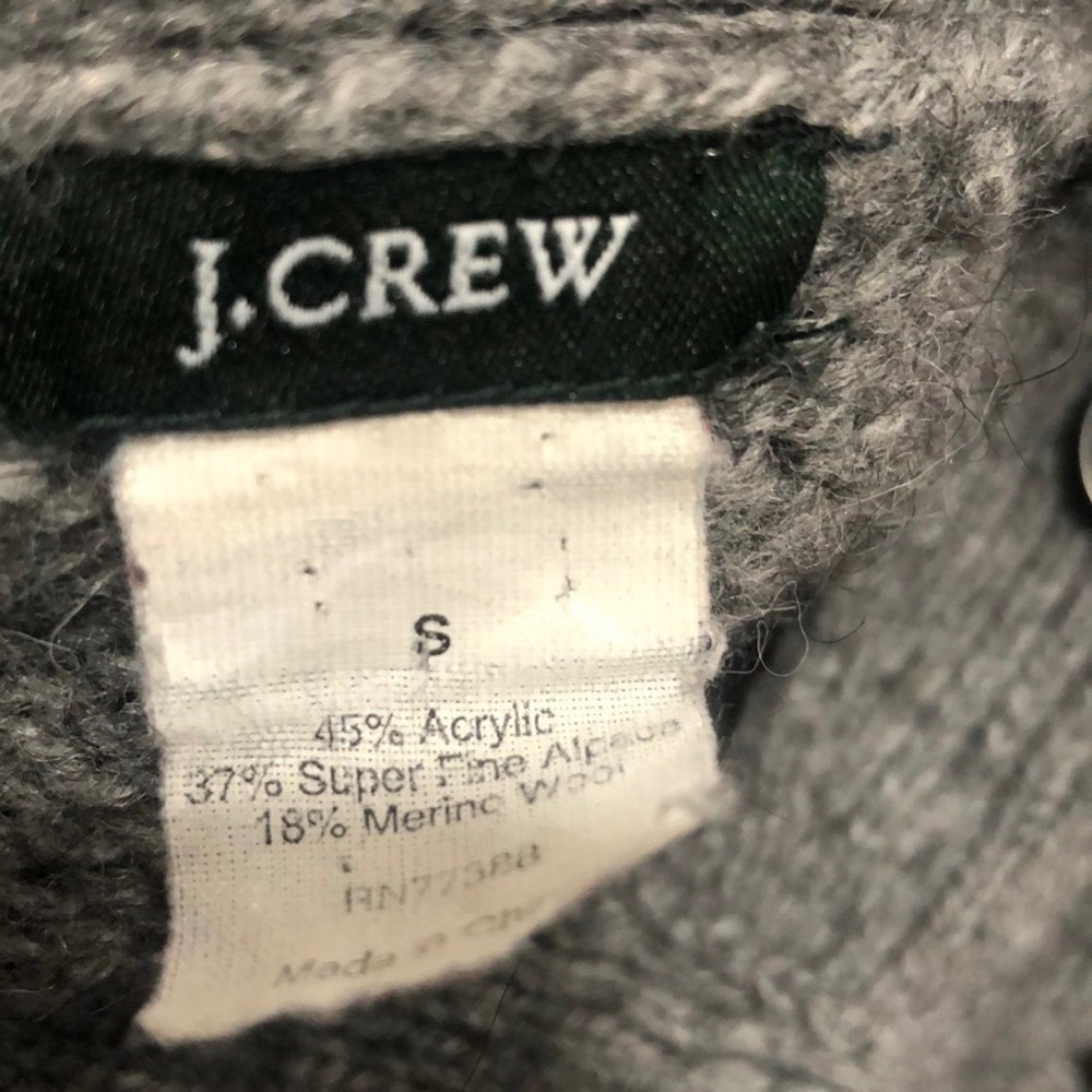 J.Crew Gray Alpaca Merino Wool Double Breasted Collared Cardigan Old Money Small - Picture 6 of 6